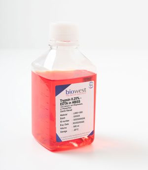 Tripsina 0,25% - EDTA en HBSS sin calcio sin magnesio con rojo de fenol (BIO-L0931-500)